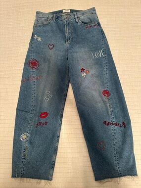 Driftwood Parker X Love Motif modified barrel denim jeans - Size 27W, 28L